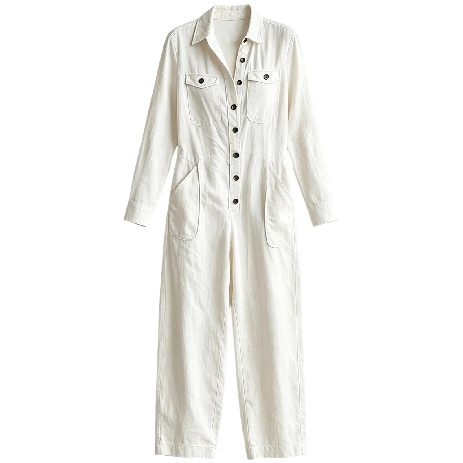 Fall Jumpsuits for Women Button Down Shirt Collar Long Sleeve Wide Leg ...