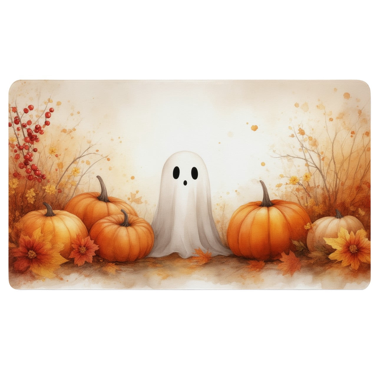 Draw Notepad Fall Keyboard Mat,A painting of a ghost surrounded by pumpkins and ...