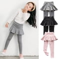 thumbnail image 1 of Fall Kids Baby Girls Cotton Casual Warm Ruffle Culottes Tight Leggings Tutu Skirt Pants,2-3 Years, 1 of 9