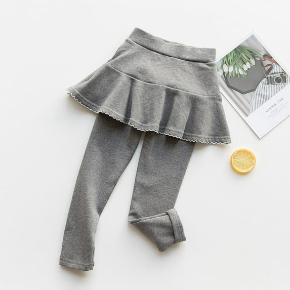 Fall Kids Baby Girls Cotton Casual Warm Ruffle Culottes Tight Leggings Tutu Skirt Pants,4-5 Years