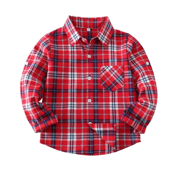 Fall Kids Clothes Girls Little Boys Long Sleeve Button Down Plaid Shirt Jackets 1-13T Kids Teenage Cotton Children Outerwear
