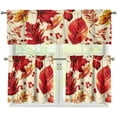 thumbnail image 1 of Fall Kitchen Curtain Valance and Tiers Thanksgiving Set Red Maple Leaf 36 Inch Length Tier Curtains with Valance Rod Pocket Window Tiers Home Collection,3 Pack, 1 of 1