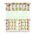 thumbnail image 1 of Fall Kitchen Curtains 24 Inch Short - 3 Panel Set, Autumn Harvest Print, Rod Pocket Window Treatment for Thanksgiving, Farmhouse, Cafe, Living Room - Machine Washable, 1 of 6