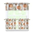 thumbnail image 1 of Fall Kitchen Curtains 24 Inch Short - 3 Panel Set, Autumn Harvest Print, Rod Pocket Window Treatment for Thanksgiving, Farmhouse, Cafe, Living Room - Machine Washable, 1 of 6