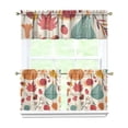 thumbnail image 1 of Fall Kitchen Curtains 24 Inch Short - 3 Panel Set, Autumn Harvest Print, Rod Pocket Window Treatment for Thanksgiving, Farmhouse, Cafe, Living Room - Machine Washable, 1 of 6