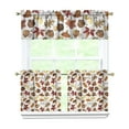 thumbnail image 1 of Fall Kitchen Curtains 24 Inch Short - 3 Panel Set, Autumn Harvest Print, Rod Pocket Window Treatment for Thanksgiving, Farmhouse, Cafe, Living Room - Machine Washable, 1 of 6