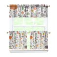thumbnail image 1 of Fall Kitchen Curtains 24 Inch Short - 3 Panel Set, Autumn Harvest Print, Rod Pocket Window Treatment for Thanksgiving, Farmhouse, Cafe, Living Room - Machine Washable, 1 of 6