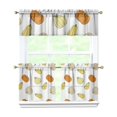 thumbnail image 1 of Fall Kitchen Curtains 24 Inch Short - 3 Panel Set, Autumn Harvest Print, Rod Pocket Window Treatment for Thanksgiving, Farmhouse, Cafe, Living Room - Machine Washable, 1 of 6