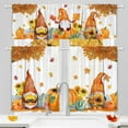 thumbnail image 1 of Fall Kitchen Curtains 3 Piece Set, Fall Window Curtains Valance - Rod Pocket Tiered Curtain Over Sink, Gnome & Pumpkin Decorations, Autumn Leaf & Pumpkin Kitchen Decor for Home 54x36 Inch, 1 of 6