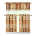 thumbnail image 1 of Fall Kitchen Curtains 36 Inch Short - 3 Panel Set, Autumn Harvest Print, Rod Pocket Window Treatment for Thanksgiving, Farmhouse, Cafe, Living Room - Machine Washable, 1 of 6