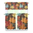 thumbnail image 1 of Fall Kitchen Curtains 36 Inch Short - 3 Panel Set, Autumn Harvest Print, Rod Pocket Window Treatment for Thanksgiving, Farmhouse, Cafe, Living Room - Machine Washable, 1 of 6