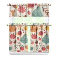 thumbnail image 1 of Fall Kitchen Curtains 36 Inch Short - 3 Panel Set, Autumn Harvest Print, Rod Pocket Window Treatment for Thanksgiving, Farmhouse, Cafe, Living Room - Machine Washable, 1 of 6