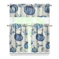 thumbnail image 1 of Fall Kitchen Curtains 36 Inch Short - 3 Panel Set, Autumn Harvest Print, Rod Pocket Window Treatment for Thanksgiving, Farmhouse, Cafe, Living Room - Machine Washable, 1 of 6
