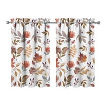 Fall Kitchen Curtains 39 Inch Short - 32Panel Set, Autumn Harvest Print, Rod Pocket Window Treatment for Thanksgiving, Farmhouse, Cafe, Living Room - Machine Washable