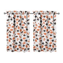 Fall Kitchen Curtains 39 Inch Short - 32Panel Set, Autumn Harvest Print, Rod Pocket Window Treatment for Thanksgiving, Farmhouse, Cafe, Living Room - Machine Washable