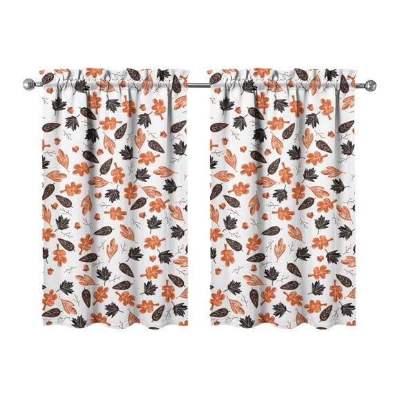Fall Kitchen Curtains 39 Inch Short - 32Panel Set, Autumn Harvest Print, Rod Pocket Window Treatment for Thanksgiving, Farmhouse, Cafe, Living Room - Machine Washable