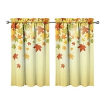 Fall Kitchen Curtains 39 Inch Short - 32Panel Set, Autumn Harvest Print, Rod Pocket Window Treatment for Thanksgiving, Farmhouse, Cafe, Living Room - Machine Washable