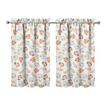 Fall Kitchen Curtains 39 Inch Short - 32Panel Set, Autumn Harvest Print, Rod Pocket Window Treatment for Thanksgiving, Farmhouse, Cafe, Living Room - Machine Washable