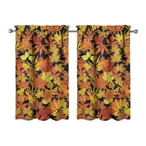 Fall Kitchen Curtains 39 Inch Short - 32Panel Set, Autumn Harvest Print, Rod Pocket Window Treatment for Thanksgiving, Farmhouse, Cafe, Living Room - Machine Washable