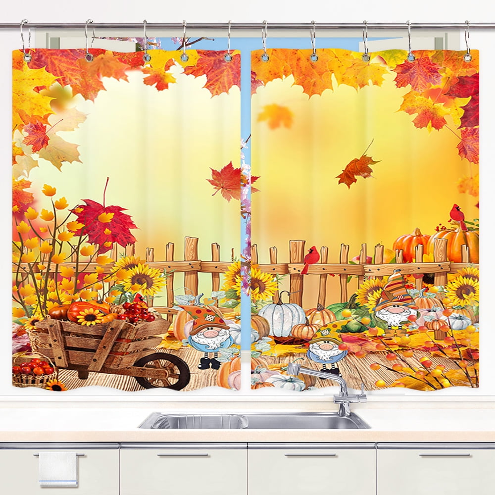 Fall Kitchen Curtains, Autumn Kitchen Curtain, Fall Thanksgiving Kitchen Curtains, Fall Pumpkin