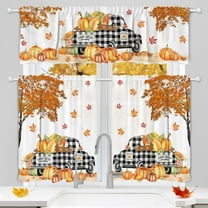 Fall Kitchen Curtains, Fall Decor for Home Gnomes Truck Valances for Windows, Autumn Thankgiving Kitchen Curtains and Valances Set Fall Decorations for Home, 27x24 2 Panel & 54x18 Inch Tier Set