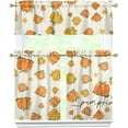 thumbnail image 1 of Fall Kitchen Curtains Pumpkin Curtain for Dining Room Tier Curtains Farmhouse Rod Pocket Window Drapes Set of 3 Curtains for Kitchen Decor, 1 of 6