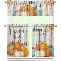 Fall Kitchen Curtains, Thanksgiving Fall Window Curtains Tier and Valance Set Fall Decorations for Home, Autumn Kitchen Valances Rod Pocket Fall Decor, 54" x 18" Valance, 27" x 36" Tier, 3 Panel Set