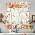 thumbnail image 1 of Fall Kitchen Curtains and Valance Set of 3, Autumn Pumpkin Kitchen Window Tier Curtains Floral Farmhouse Window Valances Rod Pocket Panels for Fall Home Decor, 1 of 7