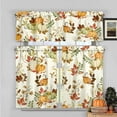 thumbnail image 1 of Fall Kitchen Curtains Valances and Tiers 3 Piece Set, Thanksgiving Pumpkin Maple Leaf Flower Rod Pocket Short Kitchen Tier Curtain Over Sink Window,Farmhouse Cafe Curtains for Autumn Decor 36 Inch, 1 of 6