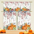 thumbnail image 1 of Fall Kitchen Curtains for Windows-Fall Decorations Leaves Pumpkin Valances-Autumn Leaf Curtains and Valances Set Decor for Cafe Living Room 27''''x24'''' 2 Panel & 54x18 Inch Tier Set Thanksgiving, 1 of 6