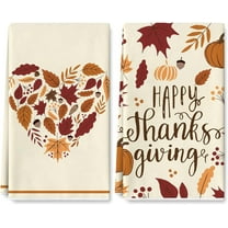 Fall Kitchen Dish Towel 18 x 26 Inch Autumn Pumpkin Maple Leaf Dishcloth Thanksgiving Farmhouse Decorative Hand Drying Tea Towel, 2Pcs