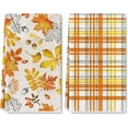thumbnail image 1 of Fall Kitchen Dish Towel 18 x 26 Inch Maple Leaves Plaids Dishcloth Autumn Decorative Hand Drying Tea Towel for Thanksgiving Harvest Home Kitchen Cooking Baking Cleaning, 2Pcs, 1 of 6