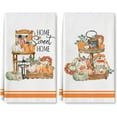 thumbnail image 1 of Fall Kitchen Dish Towel 18 x 26 Inch Watercolor Pumpkin Home Sweet Home Dishcloth Autumn Harvest Hand Drying Tea Towel for Thanksgiving Cooking Baking Cleaning Wipes, 2 Packs, 1 of 1