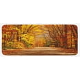 thumbnail image 1 of Fall Kitchen Mat, Scenic View Outdoors Empty Roadway Surrounded with Deciduous Trees Image, Plush Decorative Kitchen Mat with Non Slip Backing, 47" X 19", Redwood Yellow Orange, by Ambesonne, 1 of 1