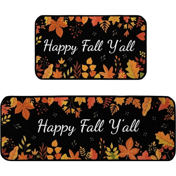 Fall Kitchen Mats for Floor, Autumn Fall Decor, Farmhouse Fall Kitchen Rugs and Mats for Kitchen, Kitchen Sink Mat, Kitchen Anti-fatigue Mat, Fall Kitchen Decorations, Fall Kitchen Mat Set of 2