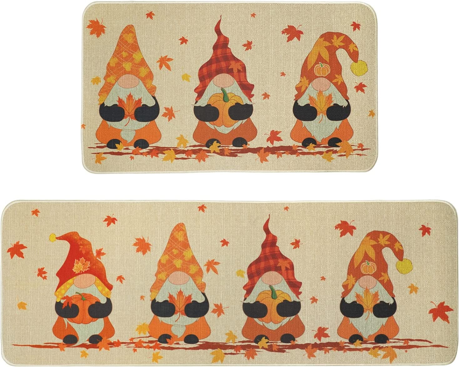 Fall Pumpkin Kitchen Mat Set of 2 Non Slip Thick Kitchen Rugs and Mats –  Modern Rugs and Decor