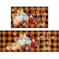thumbnail image 1 of Fall Kitchen Rugs Set of 2,Buffalo Plaid Pumpkin Truck Thanksgiving Floor Mats and Rugs Non Skid Washable for Kitchen Home Decor,Fall Farmhouse Decorations and Accessories (17"x47"+17"x30"), 1 of 6