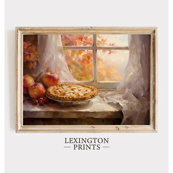 Fall Kitchen Thanksgiving Apple Pie Autumn Wall Art Print, Creative Kitchen And Dining Theme For Dining Room And Gallery Wall Decor