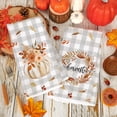 thumbnail image 1 of Fall Kitchen Towel Autumn Pumpkin Leaves Dishcloth Plaids Farmhouse Harvest Dish Towel Rustic Hand Drying Tea Towel for Thanksgiving Kitchen Cooking Baking Cleaning, 2Pcs, 18 x 26 Inch, 1 of 6