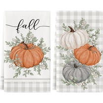Fall Kitchen Towels 18 x 26 Inch Set of 2, Fall Dish Towels Pumpkin Decorations for Home Happy Fall Decor Seasonal Thanksgiving Decorations for Home Kitchen Decor Hand Towels