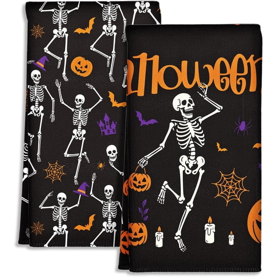 Fall Kitchen Towels Set of 2 - Fall Kitchen Dish Towels 18x26 Inches Decorative Autumn Themed Towel for Thanksgiving Harvest, Absorbent Hand Towel with Hanging Loop, Oil Pumpkin