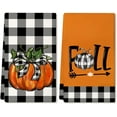 thumbnail image 1 of Fall Kitchen Towels Set of 2,Black Buffalo Check Bowknot Pumpkin Autumn Dish Towels 18x26 Inch Drying Dishcloth,Farmhouse Home Decoration 131, 1 of 6