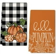 thumbnail image 1 of Fall Kitchen Towels Set of 2,Black Buffalo Check Pumpkin Autumn Dish Towels 18x26 Inch Drying Dishcloth,Farmhouse Home Decoration, 1 of 6