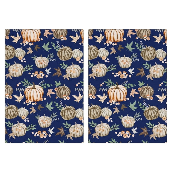 Fall Kitchen Towels Set of 2-Pumpkin & Maple Leaf Printed Tea Towels(18x26 inch)-Absorbent Cotton Home Decor for Thanksgiving,Housewarming Gifts.