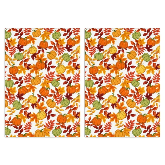 Fall Kitchen Towels Set of 2-Pumpkin & Maple Leaf Printed Tea Towels(18x26 inch)-Absorbent Cotton Home Decor for Thanksgiving,Housewarming Gifts.