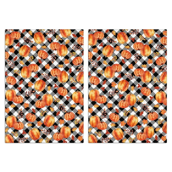 Fall Kitchen Towels Set of 2-Pumpkin & Maple Leaf Printed Tea Towels(18x26 inch)-Absorbent Cotton Home Decor for Thanksgiving,Housewarming Gifts.