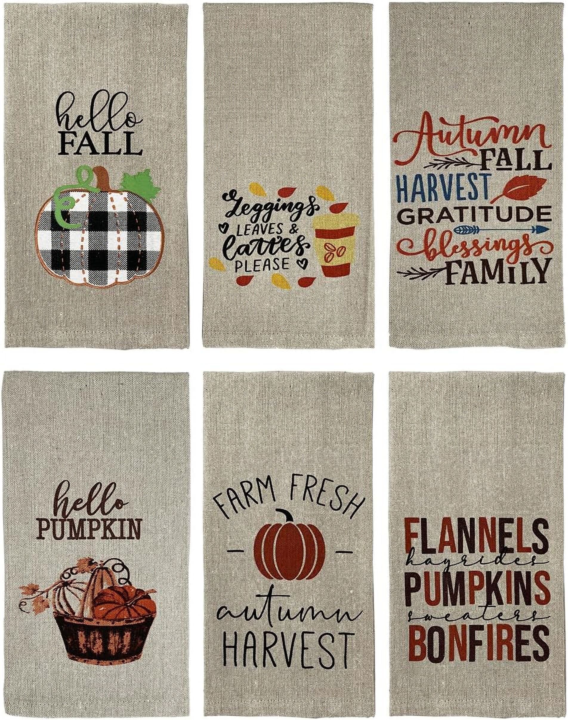 Harvest Autumn Kitchen Towels Set of 6 Pumpkin Fall Truck Themed 100 Cotton 15 x25 Walmart
