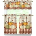 thumbnail image 1 of Fall Kitchen Valances, Fall Decorations for Home, Thanksgiving Fall Kitchen Curtains Rod Pocket Autumn Window Curtains Tier and Valance Set Fall Decor, 54" x 18" Valance, 27" x 36" Tier, 3 Panel Set, 1 of 6