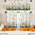 thumbnail image 1 of Fall Kitchen Window Curtains and Valances Set 36 Inch, Pumpkins Floral Maple Leaves Farmhouse Short Tier Curtain for Cafe Living Room Bathroom, Autumn Blue 3 Pieces Set Kitchen Decor, 1 of 6