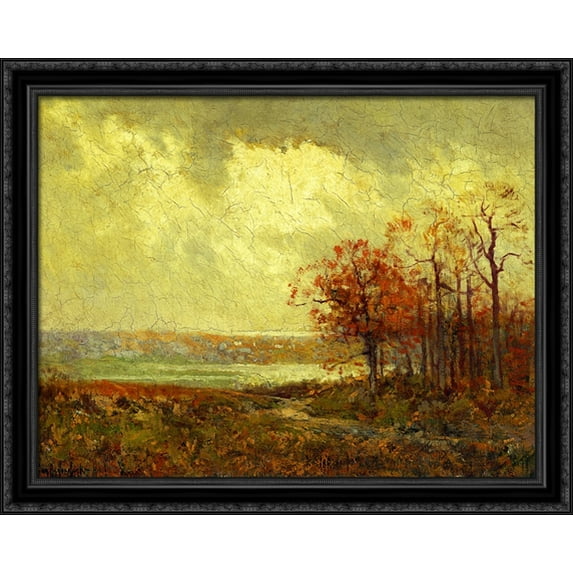 Fall Landscape 36x28 Large Black Ornate Wood Framed Canvas Art by Robert Julian Onderdonk